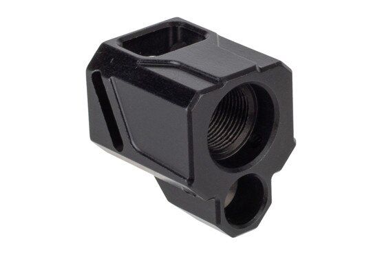 Faxon EXOS-13 Compensator for Glock features a black anodized finish